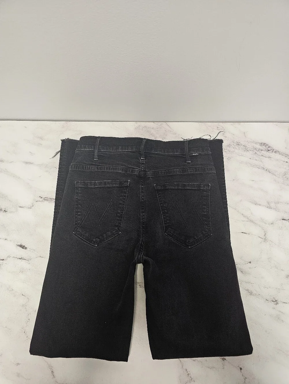 MOTHER Hustler‎ Ankle Fray High Straight Leg Not Guilty Black Jeans 26 Preowned
